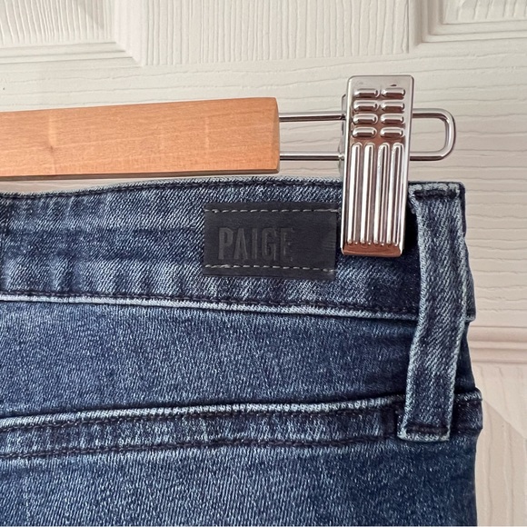 New Paige Flora Frayed Ruffle Hem Jeans Merritt Size 27 Dark Wash - Picture 12 of 12